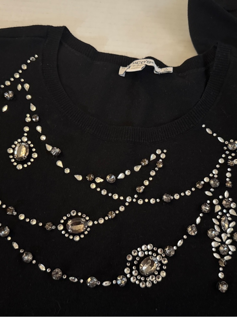 Chico's Black Sweater with glitz and glam